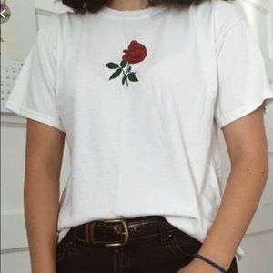 Brandy Melville Jamie rose Embroidery Top